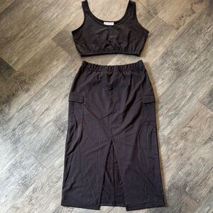 No Boundaries Black Midi Pencil Skirt Set